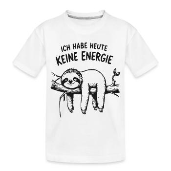 Ich hab heute keine Energie Faultier - Kinder Premium Bio T-Shirt - Weiß - Vorne