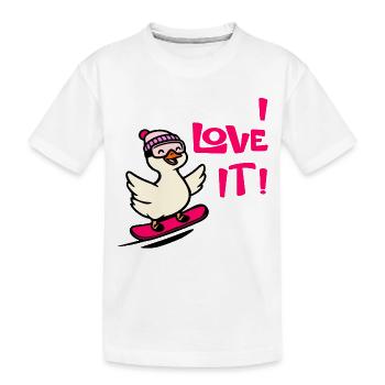 Goose Love Skiing - Kids' Premium Organic T-Shirt - white - Front