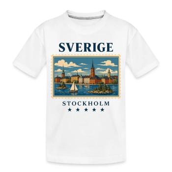 Schweden Stockholm Vintage Reisemarke - Kinder Premium Bio T-Shirt - Weiß - Vorne
