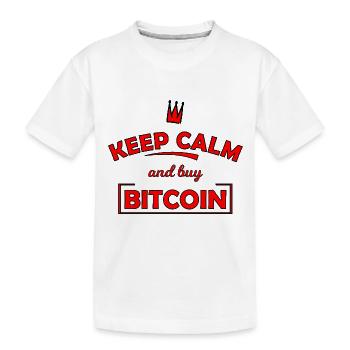 Keep Calm Bitcoin Print - Kinder Premium Bio T-Shirt - Weiß - Vorne