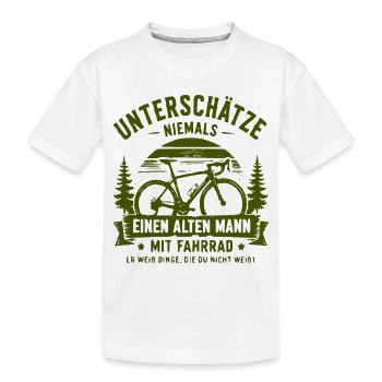 Unterschätze niemals alten Mann mit Fahrrad - Kinder Premium Bio T-Shirt - Weiß - Vorne