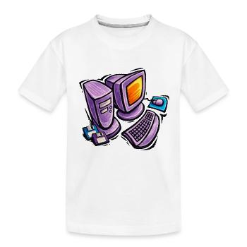 Croquis rétro sur ordinateur en violet - T-shirt bio Premium Enfant - blanc - Devant