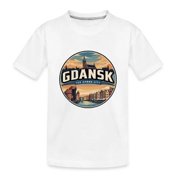Retro Danziger Kranich-Reiseabzeichen - Kinder Premium Bio T-Shirt - Weiß - Vorne