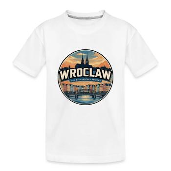 Retro Wroclaw Tumski Bridge Badge - Kids' Premium Organic T-Shirt - white - Front