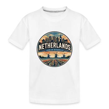 Insigne rétro du canal des moulins à vent néerlandais - T-shirt bio Premium Enfant - blanc - Devant