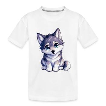 Chiot loup câlin aux yeux bleus - T-shirt bio Premium Enfant - blanc - Devant