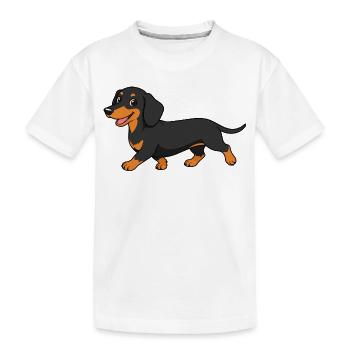 Image d’un teckel dans un style cartoon - T-shirt bio Premium Enfant - blanc - Devant
