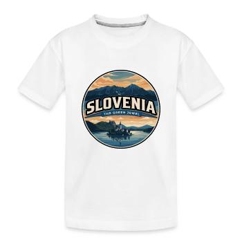 Badge rétro de saignement de lac slovénie - T-shirt bio Premium Enfant - blanc - Devant