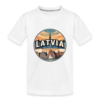 Insigne rétro de Riga à Points noirs de Lettonie - T-shirt bio Premium Enfant - blanc - Devant