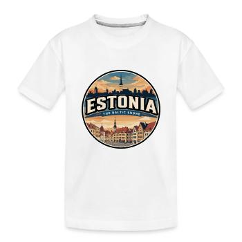 Écusson rétro de la vieille ville de Tallinn en Estonie - T-shirt bio Premium Enfant - blanc - Devant