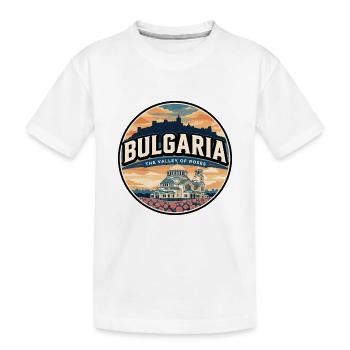 Emblème rétro bulgare de la vallée des Roses - T-shirt bio Premium Enfant - blanc - Devant
