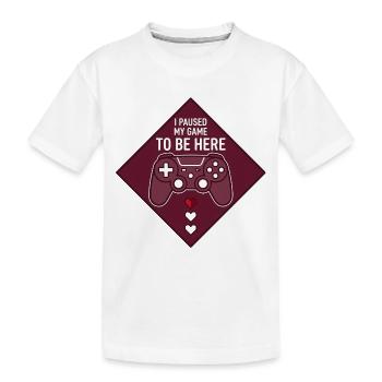 J’ai mis mon jeu en pause pour être ici - T-shirt bio Premium Enfant - blanc - Devant