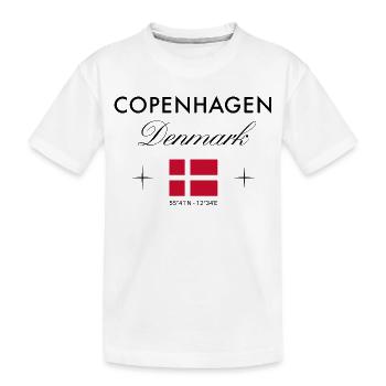 Kopenhagen Dänemark Koordinaten Reise Souvenir - Kinder Premium Bio T-Shirt - Weiß - Vorne