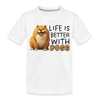 La vie est meilleure avec les chiens Pembroke Welsh Corgi - T-shirt bio Premium Enfant - blanc - Devant