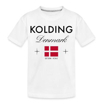 Kolding, Denmark, coordinates, travel, souvenir - Kids' Premium Organic T-Shirt - white - Front