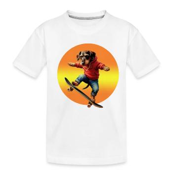 Skateur teckel Oscar en sweat à capuche - T-shirt bio Premium Enfant - blanc - Devant