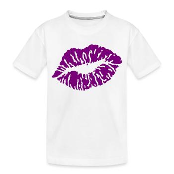 Baiser bouche / Baiser / Baiser / Baiser / Baiser / Amour, Pourpre - T-shirt bio Premium Enfant - blanc - Devant