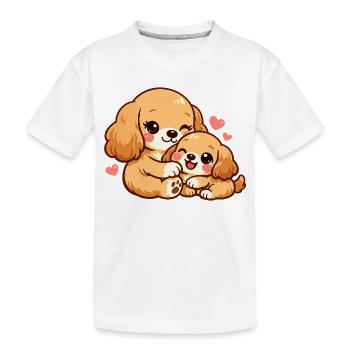 Maman chien câline son chiot - T-shirt bio Premium Enfant - blanc - Devant