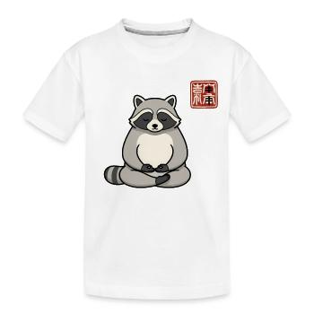 Zen Raccoon Meditator - Kids' Premium Organic T-Shirt - white - Front