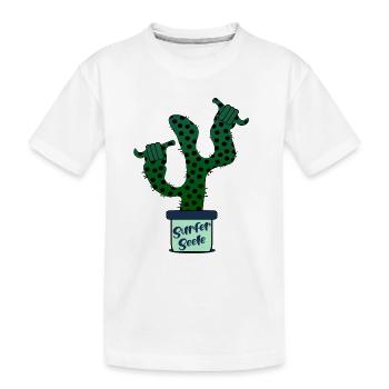 Surfer Surfing Kaktus - Kinder Premium Bio T-Shirt - Weiß - Vorne