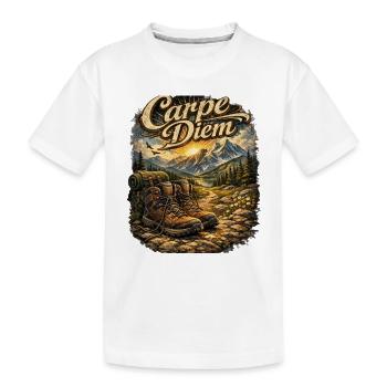 Carpe Diem Bergwanderer - Kinder Premium Bio T-Shirt - Weiß - Vorne