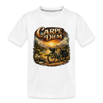Carpe Diem Fahrradabenteuer Sonnenaufgang - Kinder Premium Bio T-Shirt - Weiß - Vorne