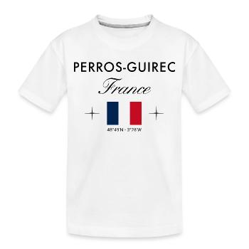 Perros Guirec Frankreich Koordinate Reise Souvenir - Kinder Premium Bio T-Shirt - Weiß - Vorne