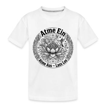 Atme Ein Atme Aus Lass Los - Lotus Kolibri Mandala - Kinder Premium Bio T-Shirt - Weiß - Vorne