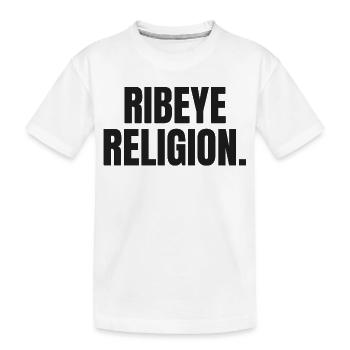 RELIGION DU RIBEYE | T-shirt Carnivore | Steak Lover - T-shirt bio Premium Enfant - blanc - Devant
