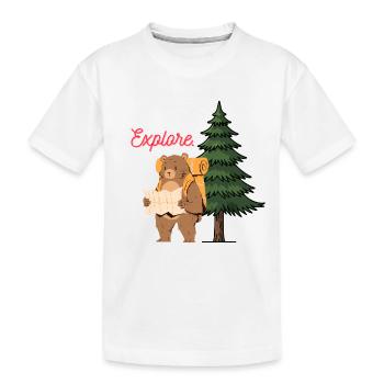 Explore Camping Shirt – Bear in the Woods - T-shirt bio Premium Enfant - blanc - Devant