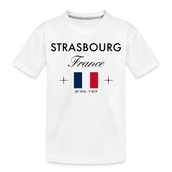 Strasbourg France Coordinates Travel Souvenir - Kids' Premium Organic T-Shirt - white - Front