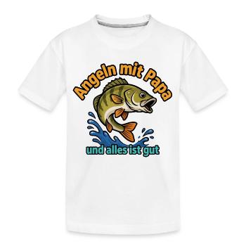 Fishing with dad – all is well - Kids' Premium Organic T-Shirt - white - Front