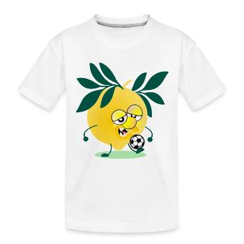Kinder Fußball Zitrone - Kinder Premium Bio T-Shirt - Weiß - Vorne