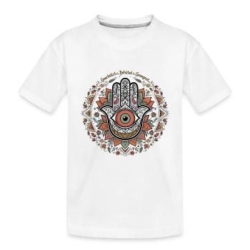 Geschützt Behütet Gesegnet Bunt Hamsa - Kinder Premium Bio T-Shirt - Weiß - Vorne