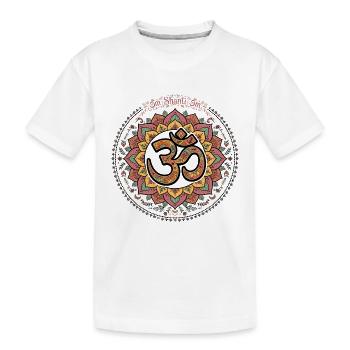 Om Shanti Om Bunt Lotus Mandal - Kinder Premium Bio T-Shirt - Weiß - Vorne