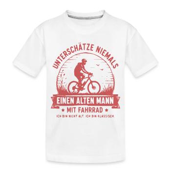 Unterschätze niemals Alten Mann am Fahrrad - Kinder Premium Bio T-Shirt - Weiß - Vorne