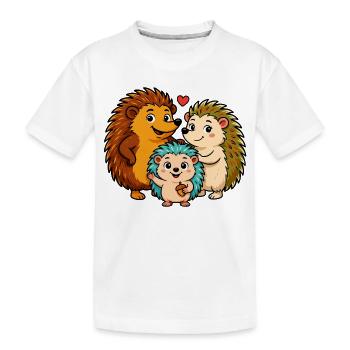 Funny hedgehog family - Kids' Premium Organic T-Shirt - white - Front