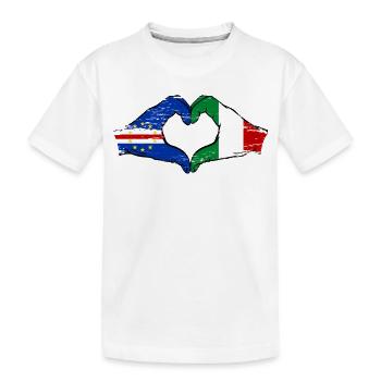 Mains du drapeau italien du Cap-Vert en forme de cœur utilisées - T-shirt bio Premium Enfant - blanc - Devant