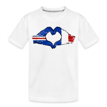 Drapeau du Cap-Vert France, mains en forme de cœur utilisées - T-shirt bio Premium Enfant - blanc - Devant