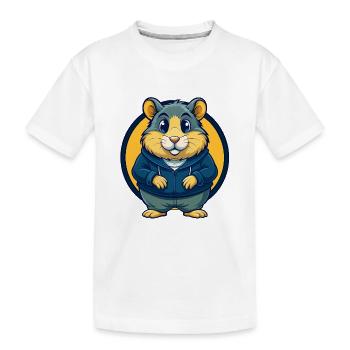 Hamster Kawaii Maskottchen Cartoon Clipart Logo Abzeichen - Kinder Premium Bio T-Shirt - Weiß - Vorne