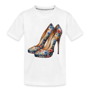 High Heels mit farbenfrohen Blumen - Kinder Premium Bio T-Shirt - Weiß - Vorne