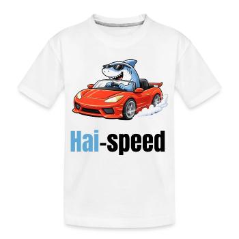 Haispeed | Un requin de dessin animé cool dans une voiture de sport - T-shirt bio Premium Enfant - blanc - Devant