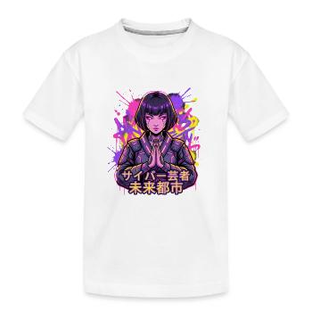 Cyber Geisha im Neonstadt - Kinder Premium Bio T-Shirt - Weiß - Vorne