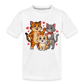 Funny cat family - Kids' Premium Organic T-Shirt - white - Front
