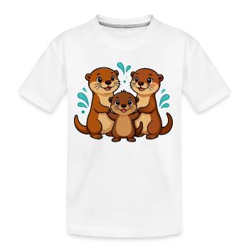 Lustige Otterfamilie - Kinder Premium Bio T-Shirt - Weiß - Vorne