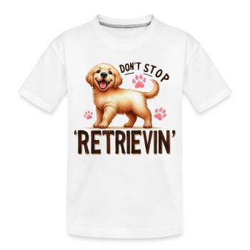 Golden Retriever ne s’arrête pas de récupérer des produits dérivés de design - T-shirt bio Premium Enfant - blanc - Devant