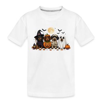 Halloween Teckel Sorcière Citrouille Momie Fantôme - T-shirt bio Premium Enfant - blanc - Devant