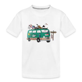Vacances de camping en vanlife avec motif de campeur hongrois - T-shirt bio Premium Enfant - blanc - Devant