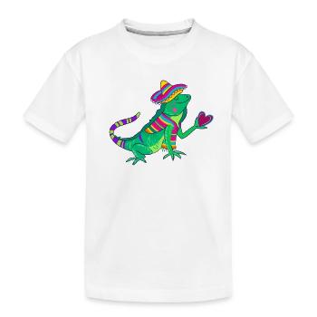 Iguane aimant avec sombrero et cœur - T-shirt bio Premium Enfant - blanc - Devant