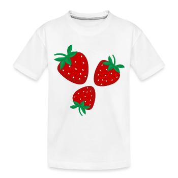 Trois fraises rouge vif - T-shirt bio Premium Enfant - blanc - Devant
